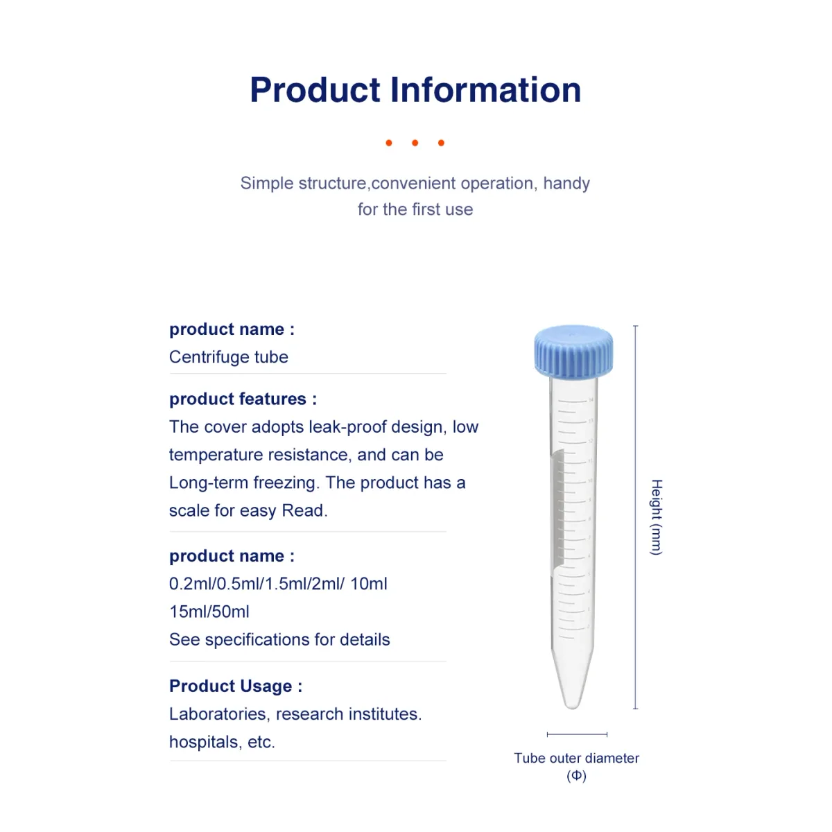 Centrifuge Tube Snap Cap | 0.2ml to 50ml | Graduated PP Tubes - Thumbnail 6