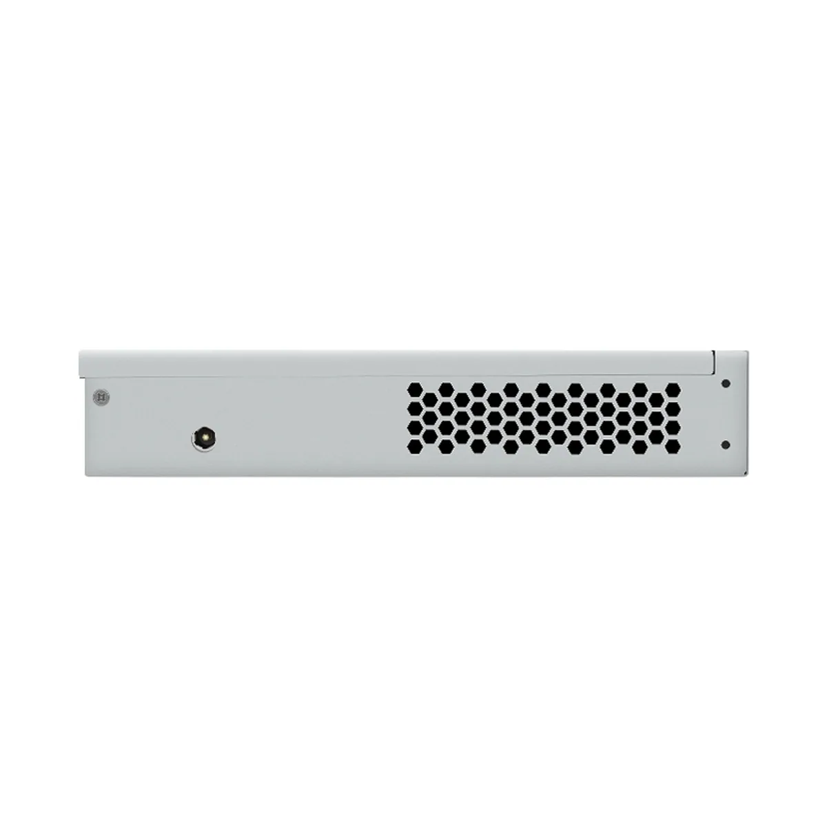 Side panel of Appliance Mini PC showing DC power input jack and honeycomb ventilation holes.