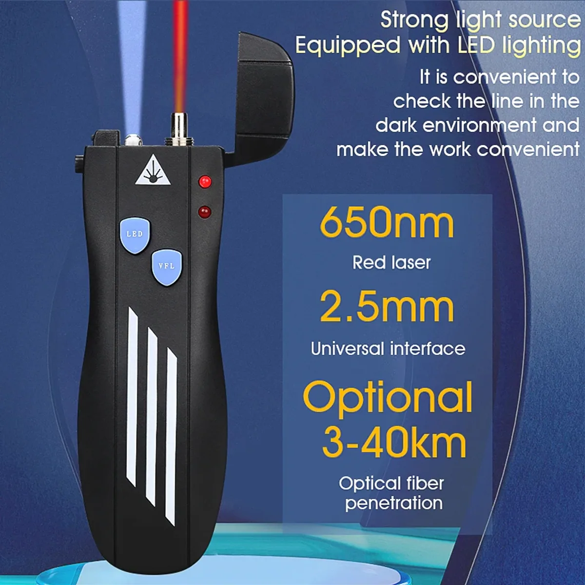 Visual Fault Locator 650nm | 1mW to 50mW | Rechargeable, 2.5mm SC/FC/ST - Thumbnail 2