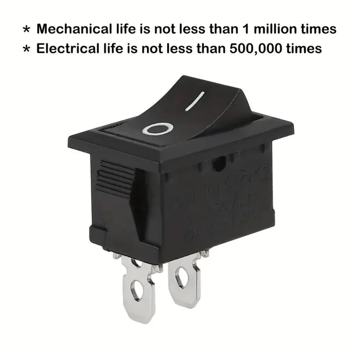 KCD1 snap-in boat rocker switch, SPST ON-OFF, with 2 3 or 4 pins, rated for 250V 6A, for industrial electrical panels and machinery.