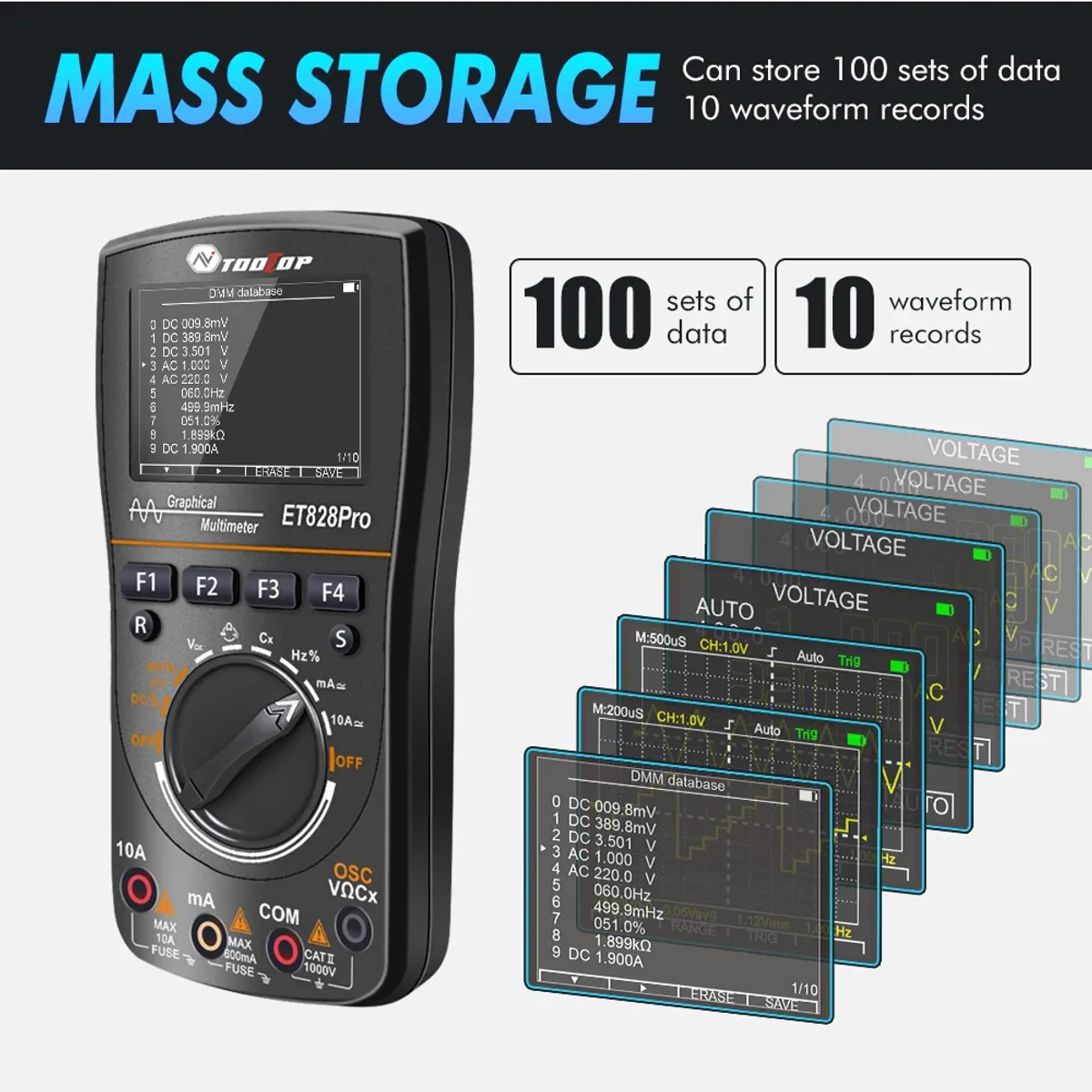 Automotive Oscilloscope Multimeter ET828Pro | 10MHz 50Msps | 6000 Count - Thumbnail 6