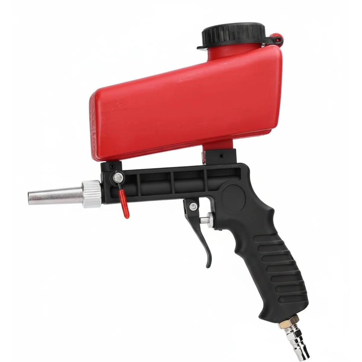 Pneumatic sandblaster gun for air compressors, designed to remove paint, rust, and stains from surfaces with portable handheld operation.