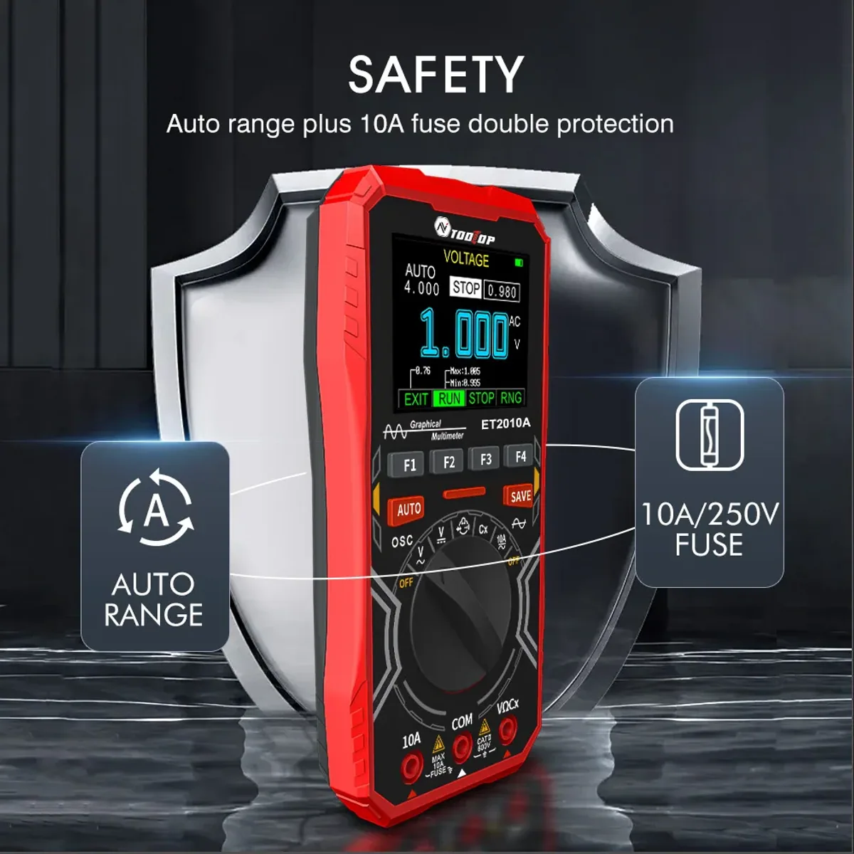 Multimeter with Oscilloscope ET2010A | 1MHz 2.5Msps | 4000 Count Auto Range - Thumbnail 3