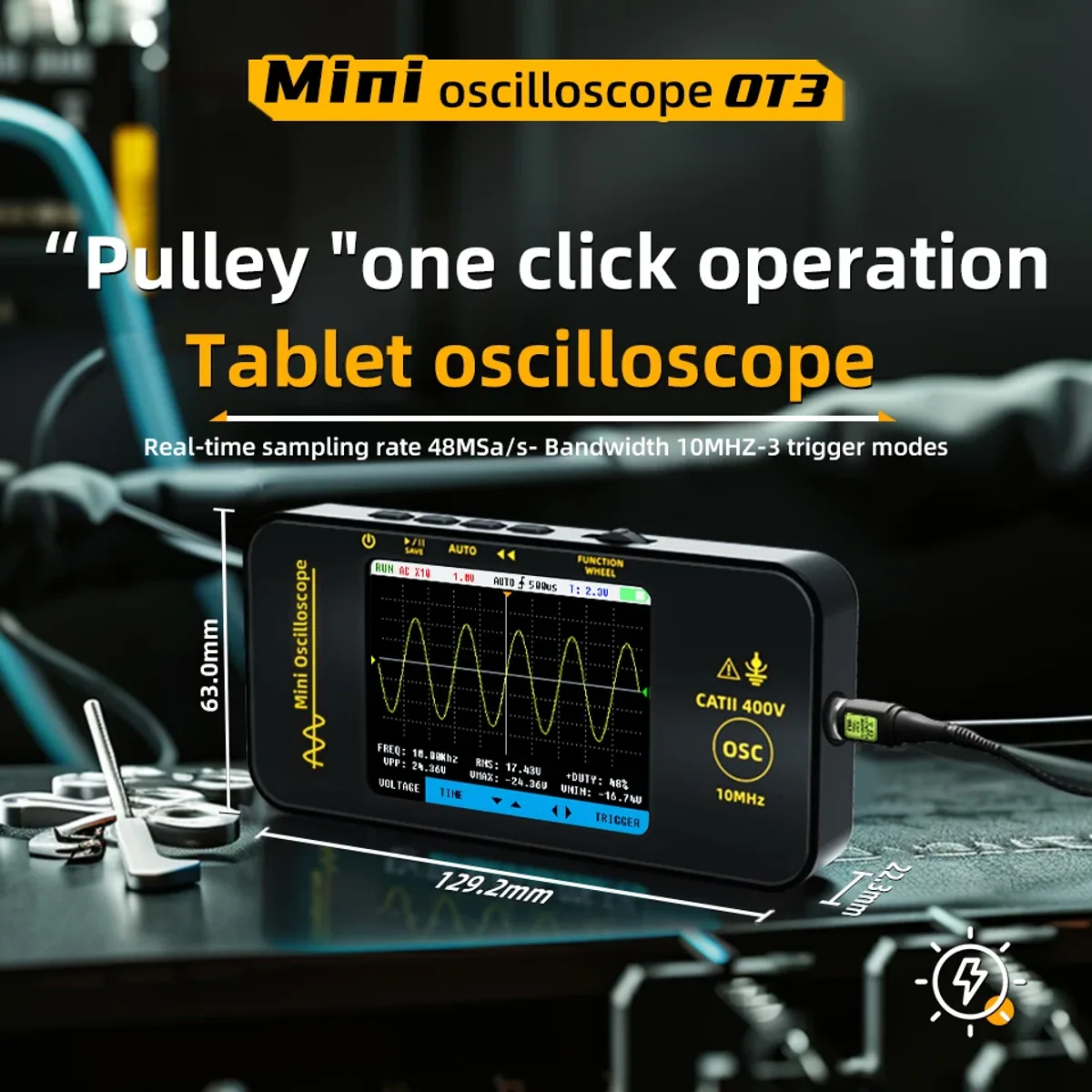 Handheld Oscilloscope OT3/OT5 | 10MHz 48MSa/s or 50MHz 200MSa/s | 3.2 Inch - Thumbnail 2