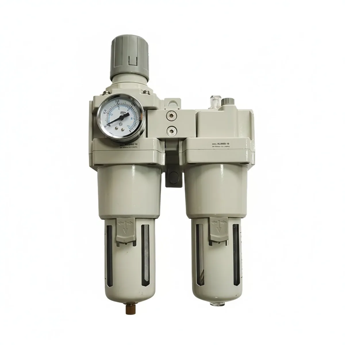 AC5010-10 G1 Air Compressor Filter Regulator with oil water separator trap for pneumatic systems, shown on a clean industrial background.