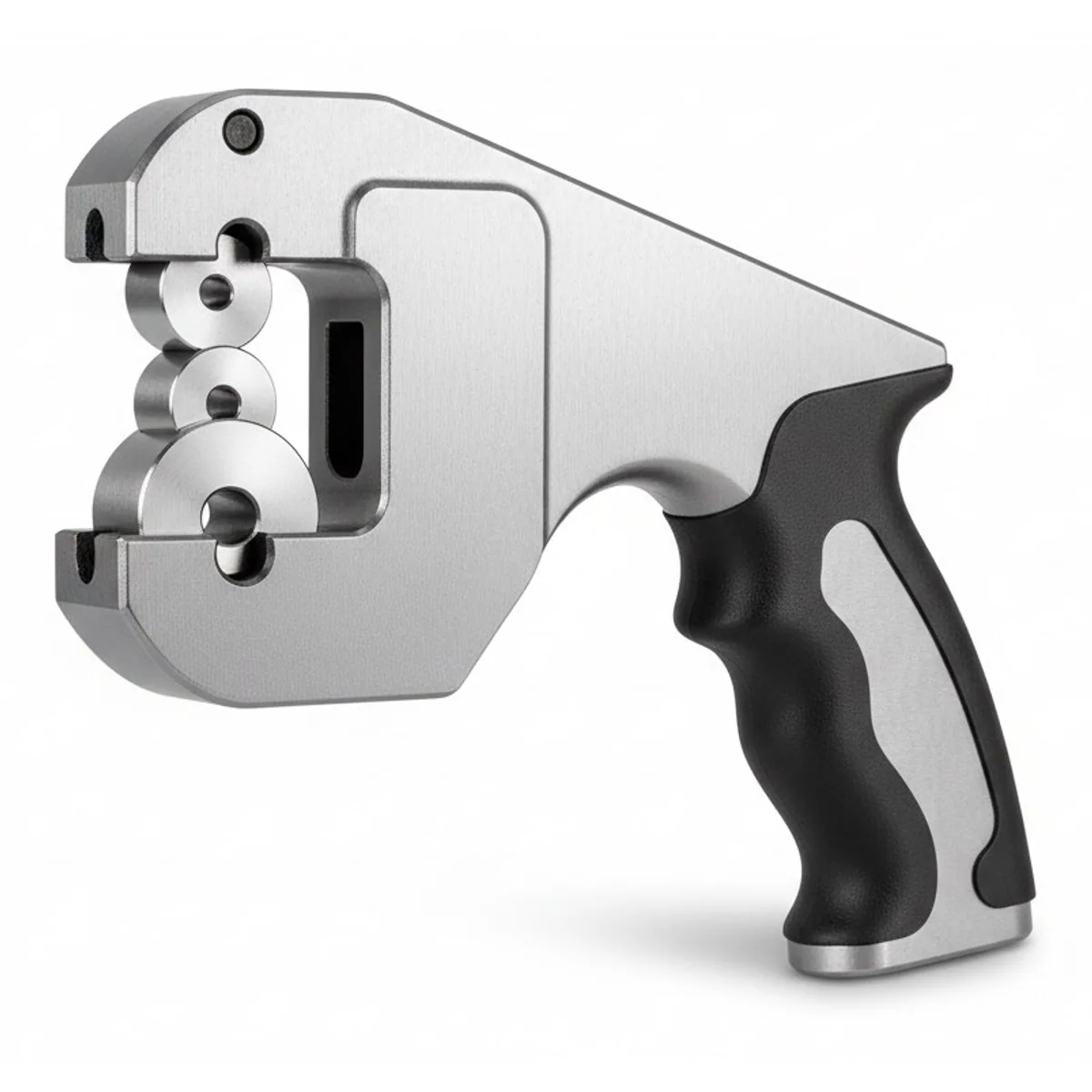 FIndustrial pneumatic punch gun for creating round holes in metal, iron plate, and stainless steel, available in 3.2mm, 4.2mm, and 6mm sizes.