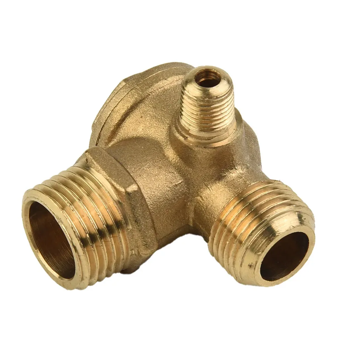 Air Compressor Check Valve 3 Port Brass | 20mm, 19mm and 10mm Male Threads - Thumbnail 2