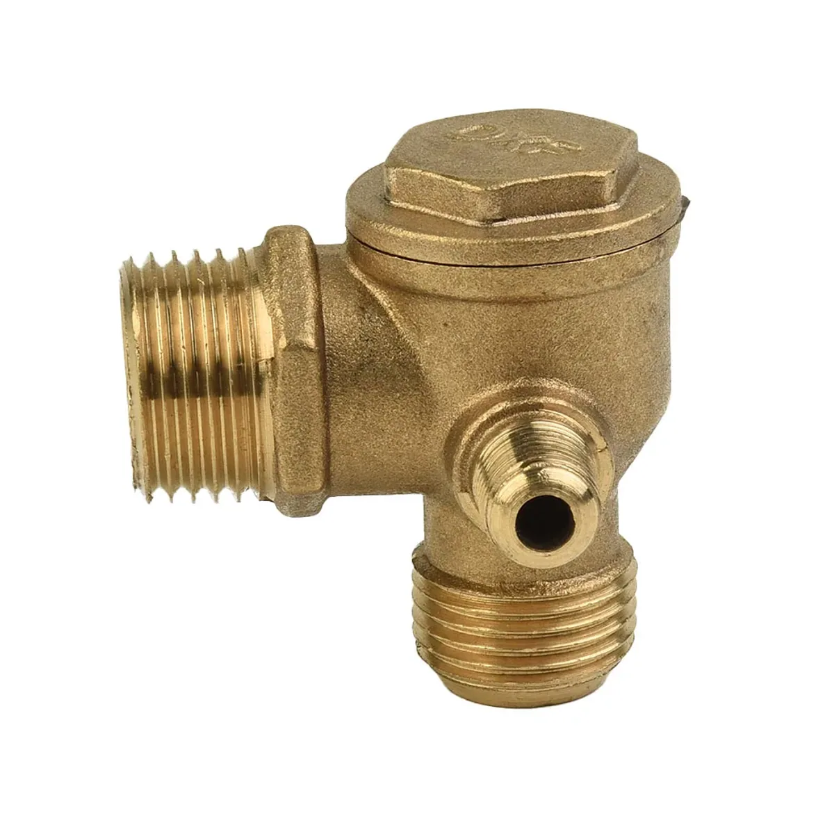 Air Compressor Check Valve 3 Port Brass | 20mm, 19mm and 10mm Male Threads - Thumbnail 4