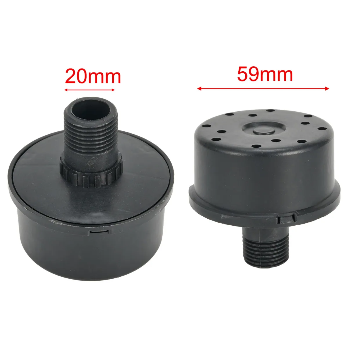 Air Compressor Intake Filter Muffler | 20mm Male Thread | Black Plastic - Thumbnail 4