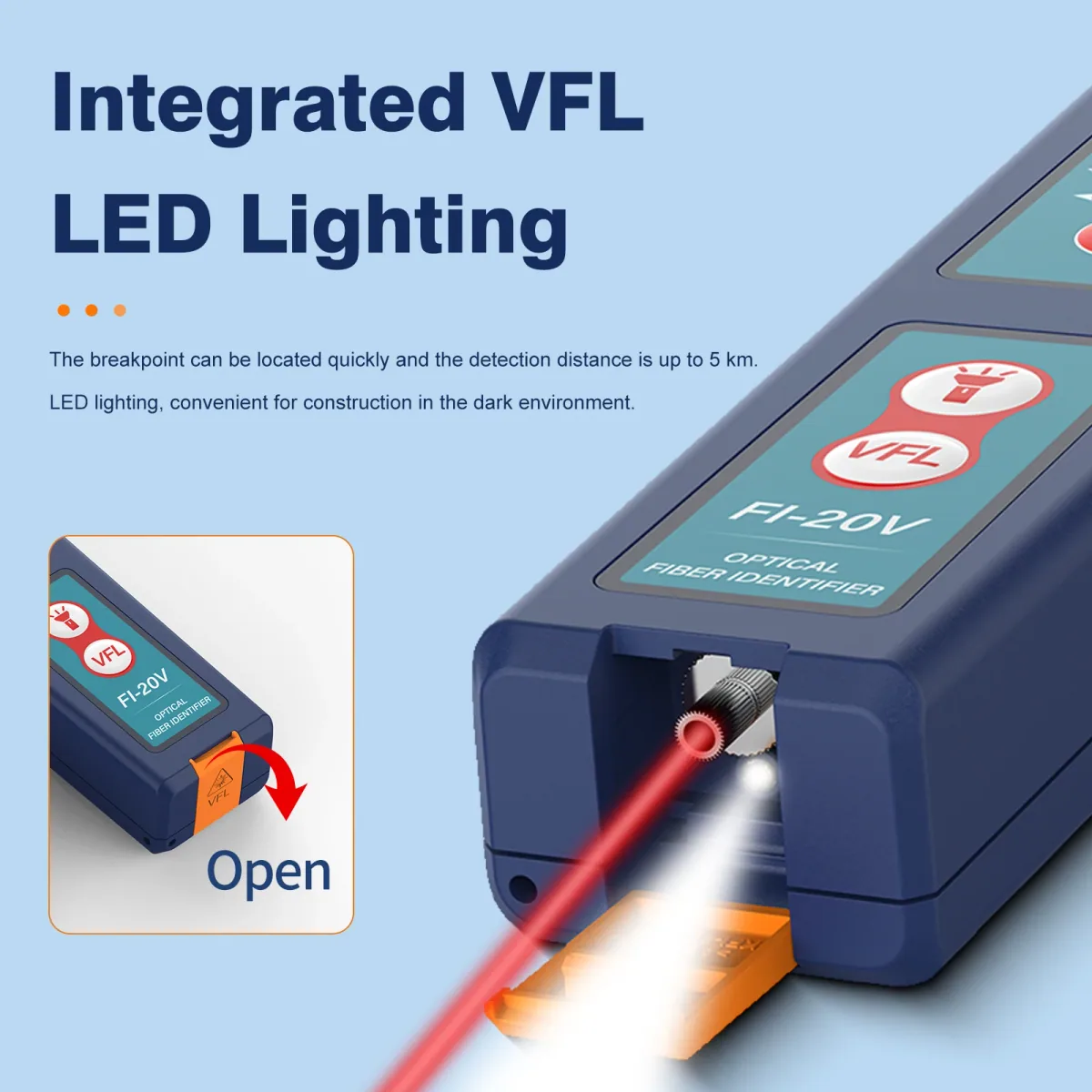 Live Fibre Identifier FI-20V | 10mW VFL up to 5km | 800 to 1700nm - Thumbnail 2