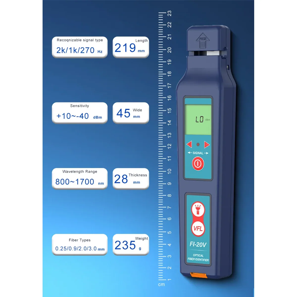 Live Fibre Identifier FI-20V | 10mW VFL up to 5km | 800 to 1700nm - Thumbnail 7