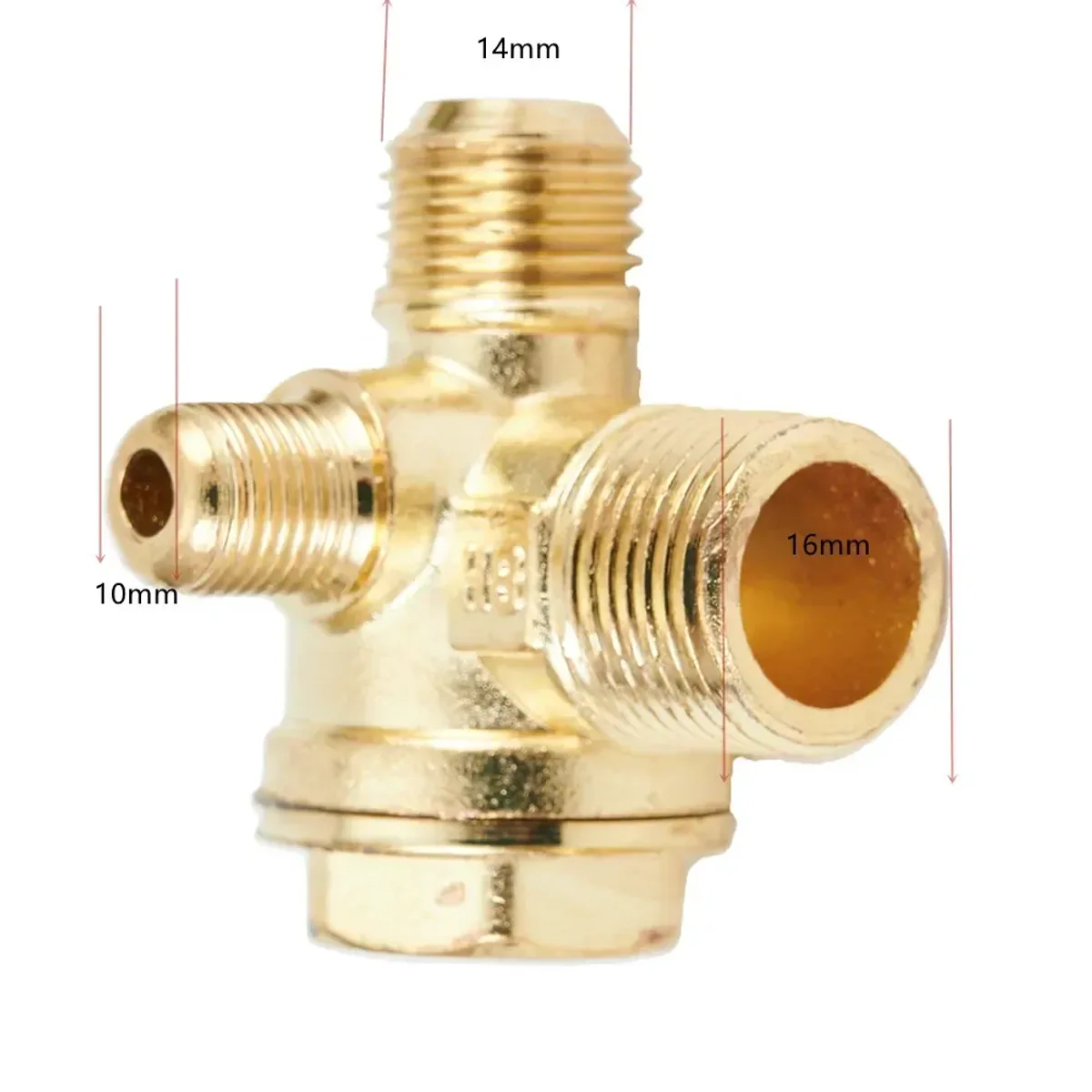 Air Compressor Check Valve | 3-Port Male Thread | 10x14x16, 16x14x7 Options - Thumbnail 2