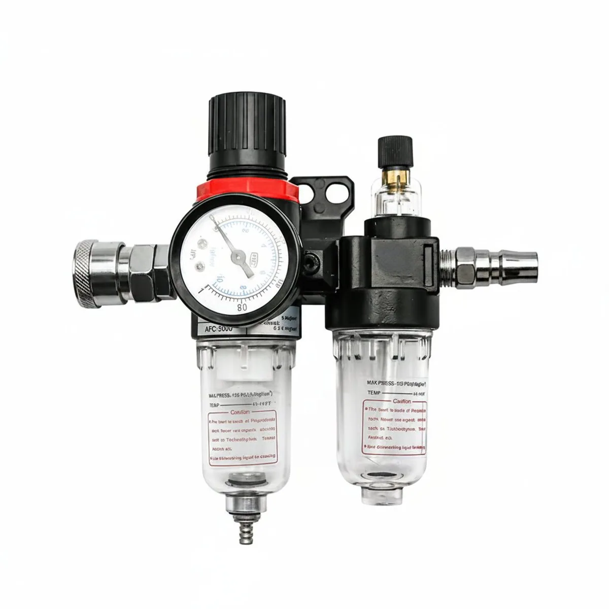 AFC2000 AFR2000 industrial air compressor filter regulator with G1/4 ports, featuring oil-water separator and pressure control valve.