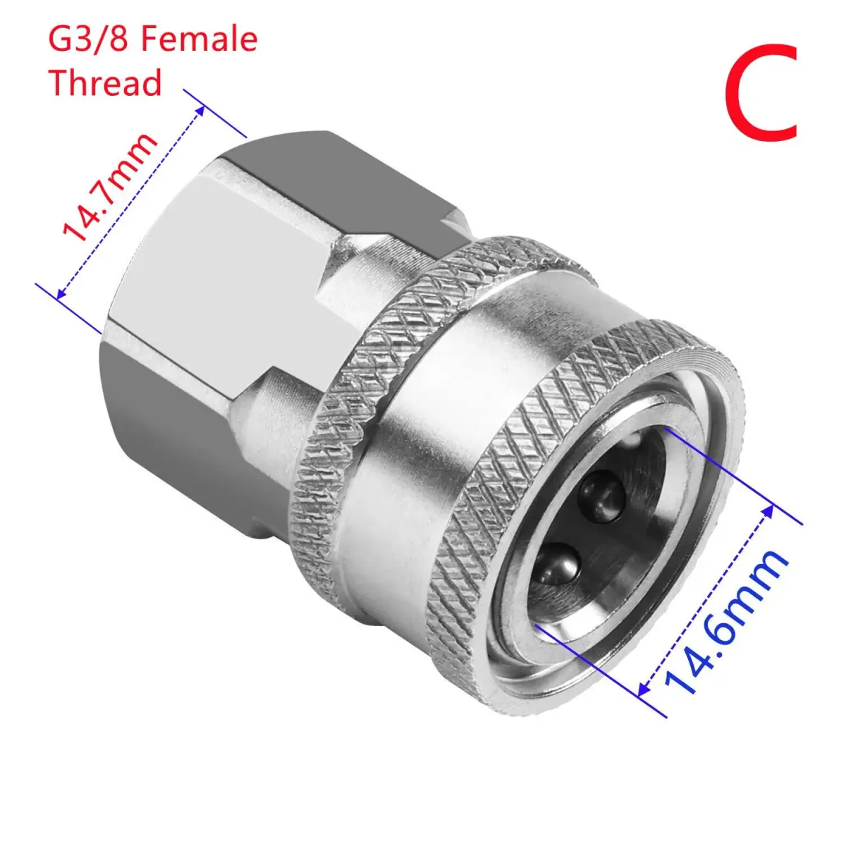 Pressure Washer Hose Connector 3/8" | G3/8 Thread | Stainless | 4 Types - Thumbnail 2
