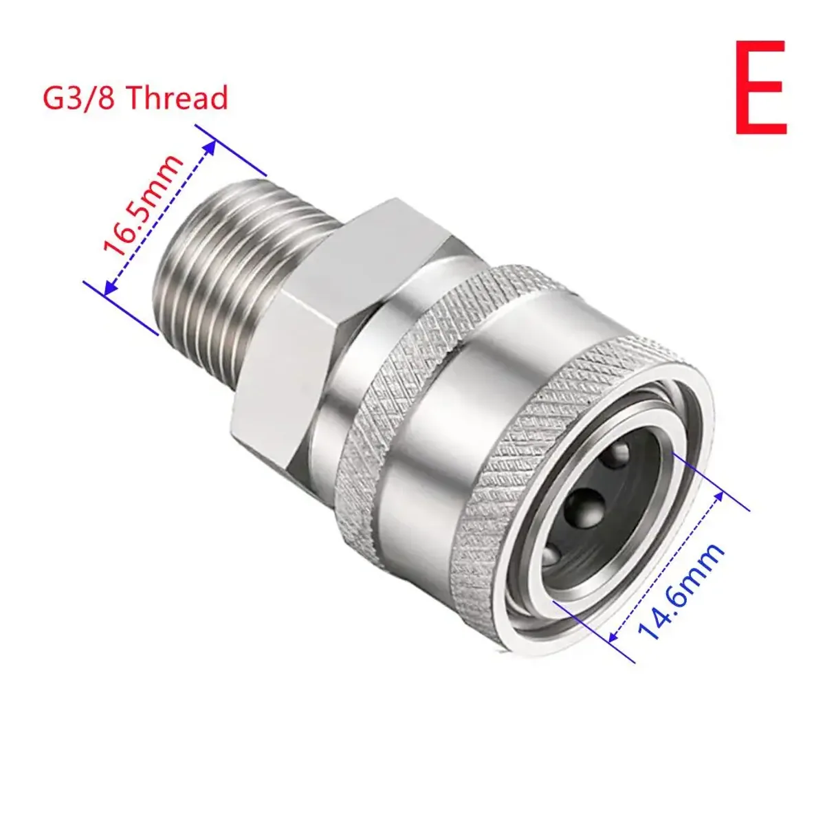 Pressure Washer Hose Connector 3/8" | G3/8 Thread | Stainless | 4 Types - Thumbnail 4