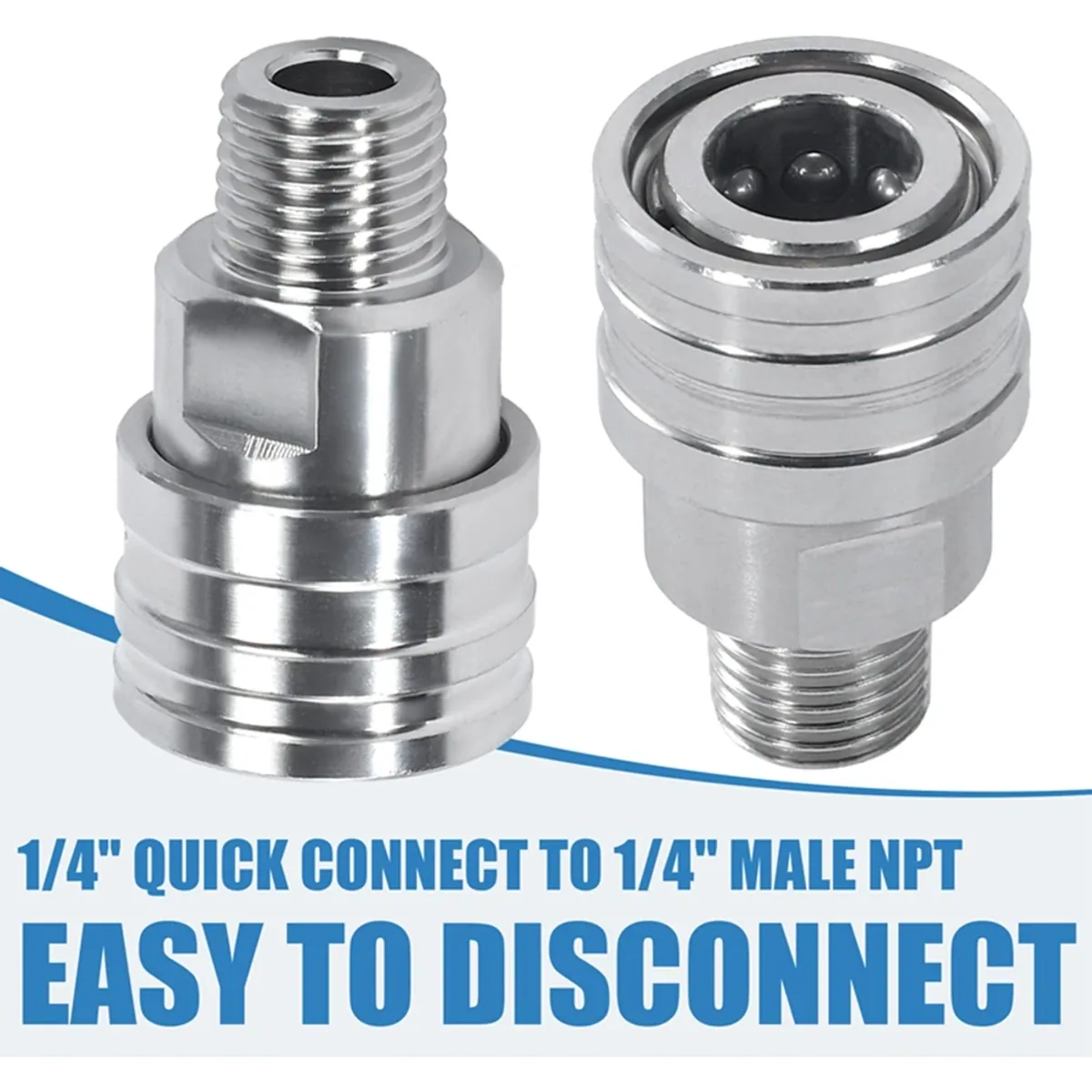 Pressure Washer Hose Coupler 1/4 Inch | Stainless Steel | Up to 5000 PSI - Thumbnail 3