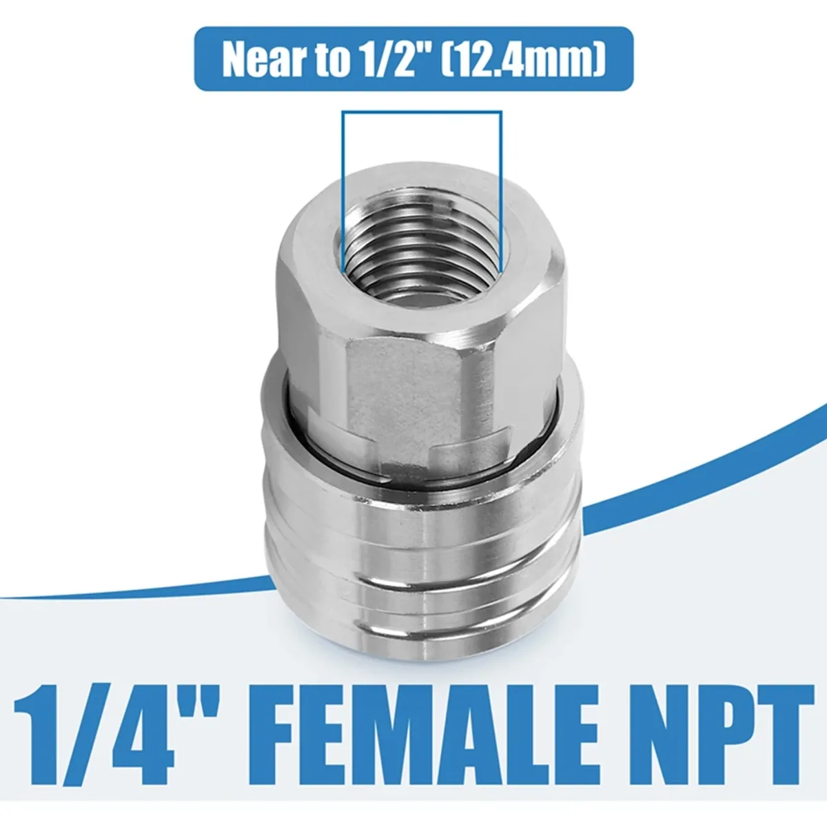 Pressure Washer Hose Coupler 1/4 Inch | Stainless Steel | Up to 5000 PSI - Thumbnail 5