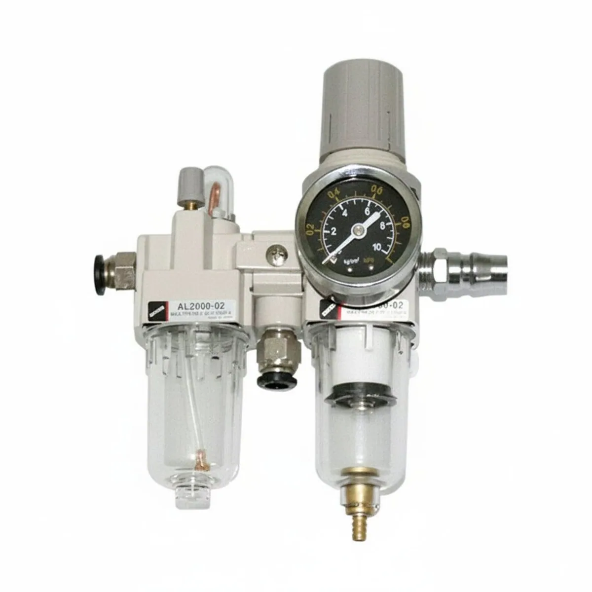 High-quality air pressure water and oil separator for industrial pneumatic systems, featuring durable metal construction and clear drainage.