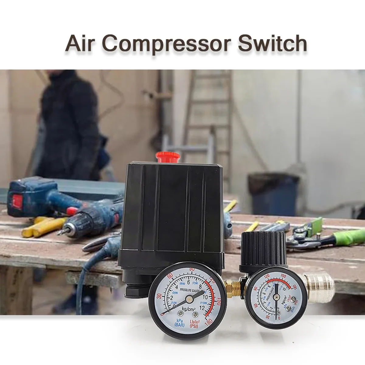 Air Compressor Pressure Switch 220V | 4 Port Manifold | 30-120PSI Gauge - Thumbnail 7