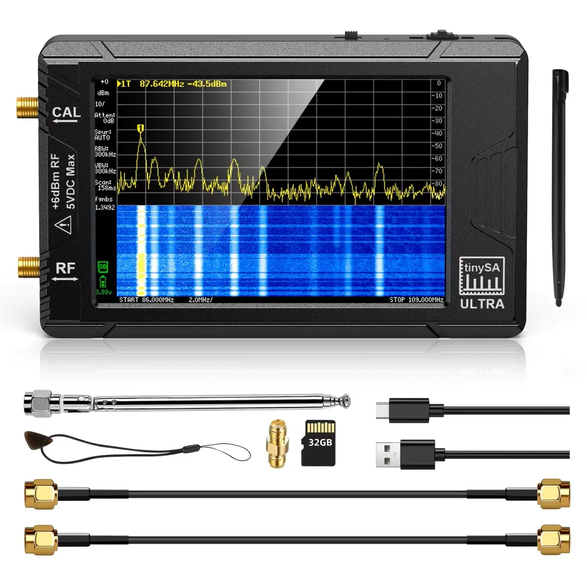 RF Spectrum Analyser TinySA Ultra | 100kHz to 5.3GHz | 4 Inch Screen