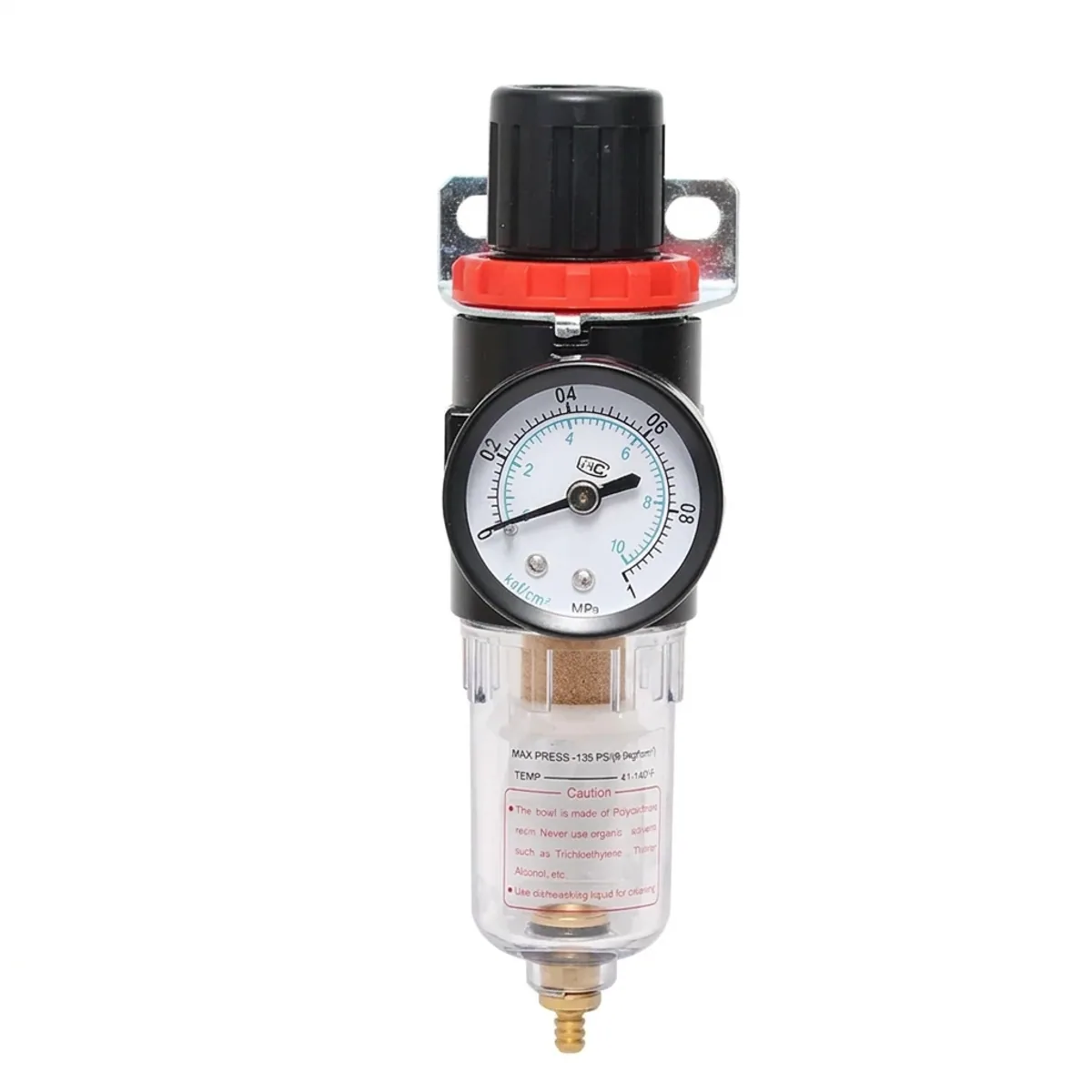 AFR-2000 1/4 inch Pneumatic Filter Regulator for air compressors, showing moisture separator and pressure gauge.