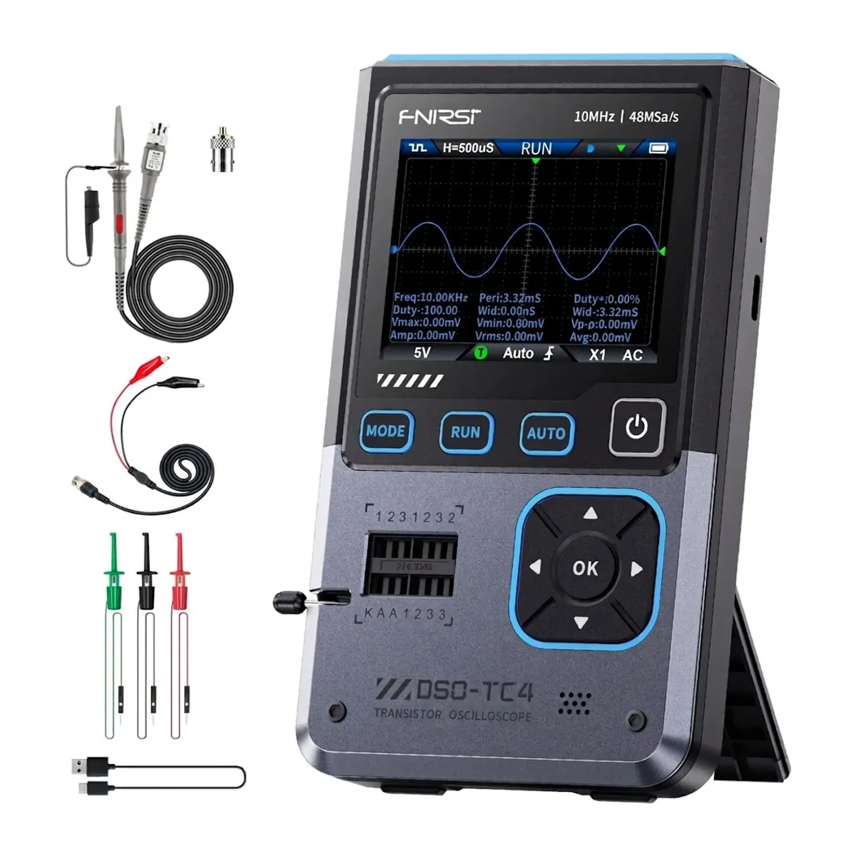 Handheld Digital Oscilloscope DSO-TC4 | 10MHz 48MSa/s | Component Tester