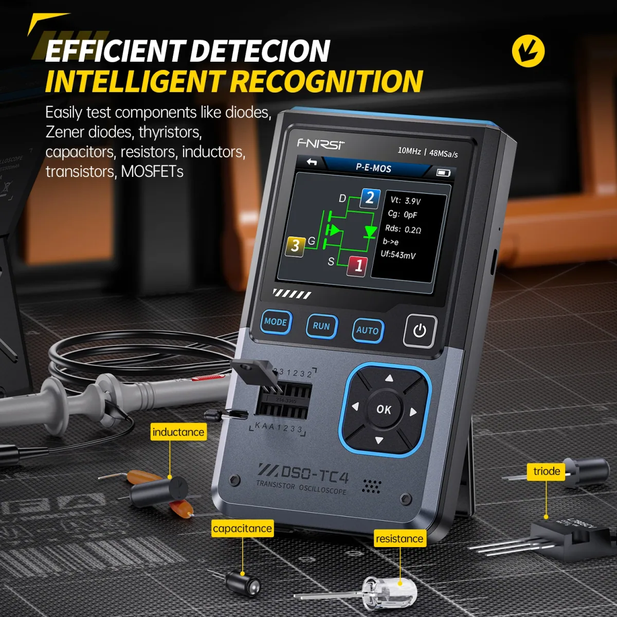 Handheld Digital Oscilloscope DSO-TC4 | 10MHz 48MSa/s | Component Tester - Thumbnail 2