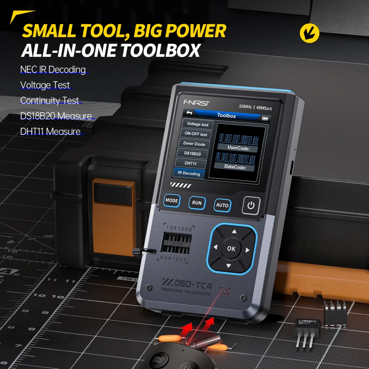 Handheld Digital Oscilloscope DSO-TC4 | 10MHz 48MSa/s | Component Tester - Thumbnail 3