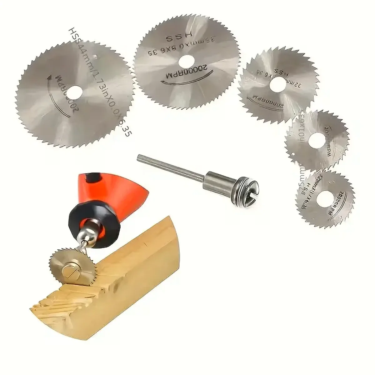 6-piece high-speed steel mini circular saw blade set for metal cutting, featuring durable HSS blades for electric grinders and rotary tools.