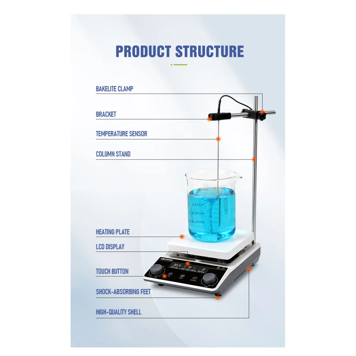 Magnetic Stirrer Hot Plate MSB Series | 5L | RT to 300°C | 1600rpm - Thumbnail 4
