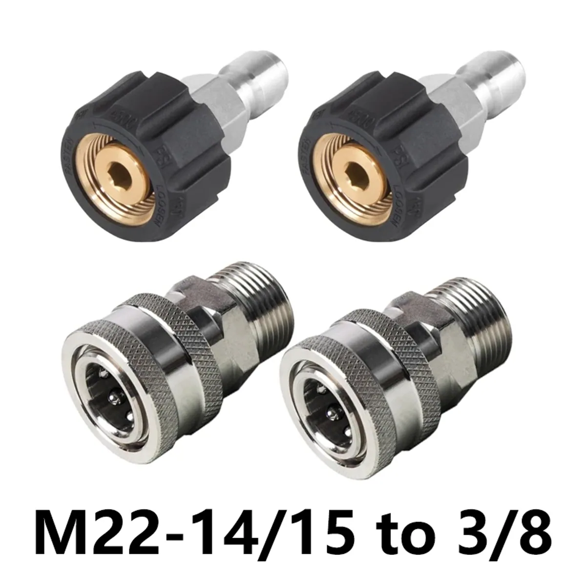 Pressure Washer Hose Connector Set M22-14 to 3/8 Quick Connect | Stainless - Thumbnail 2