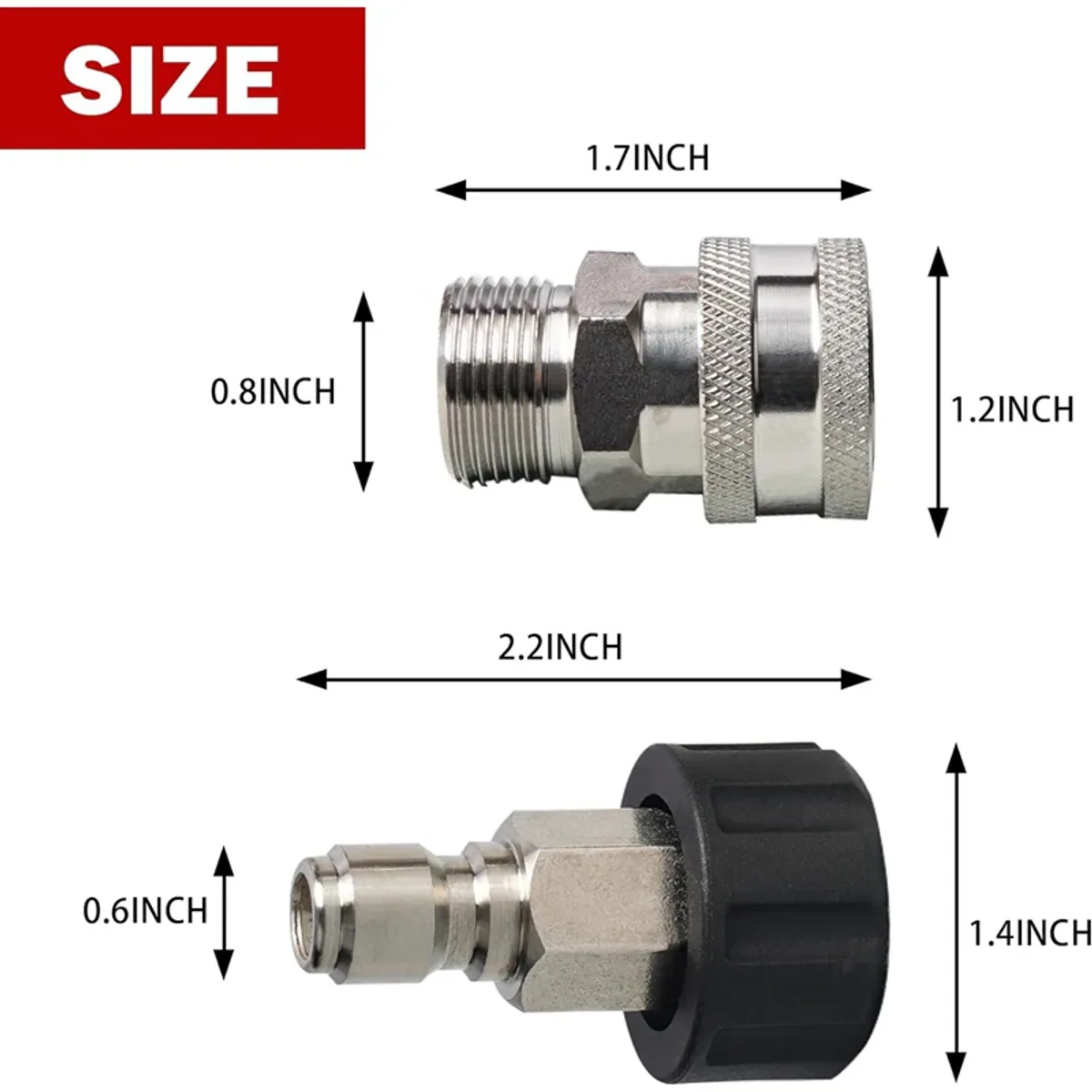 Pressure Washer Hose Connector Set M22-14 to 3/8 Quick Connect | Stainless - Thumbnail 3