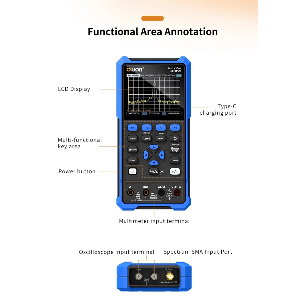 Handheld Spectrum Analyser HSA2000 | 1.5 or 3GHz | Scope and Multimeter - Thumbnail 2