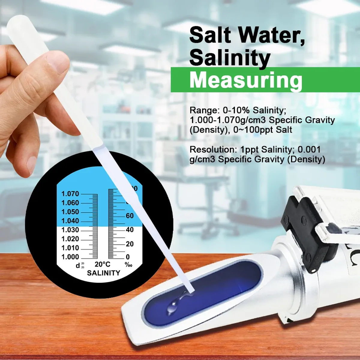 Salinity Refractometer RES-10ATC | 0 to 10% | 1.000 to 1.070 SG | ATC - Thumbnail 5