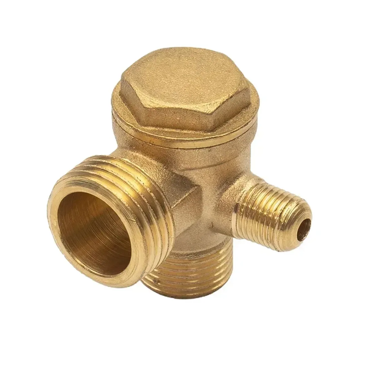 Air Compressor Check Valve | 3-Port Brass | 10, 16, 20mm Male Thread - Thumbnail 2