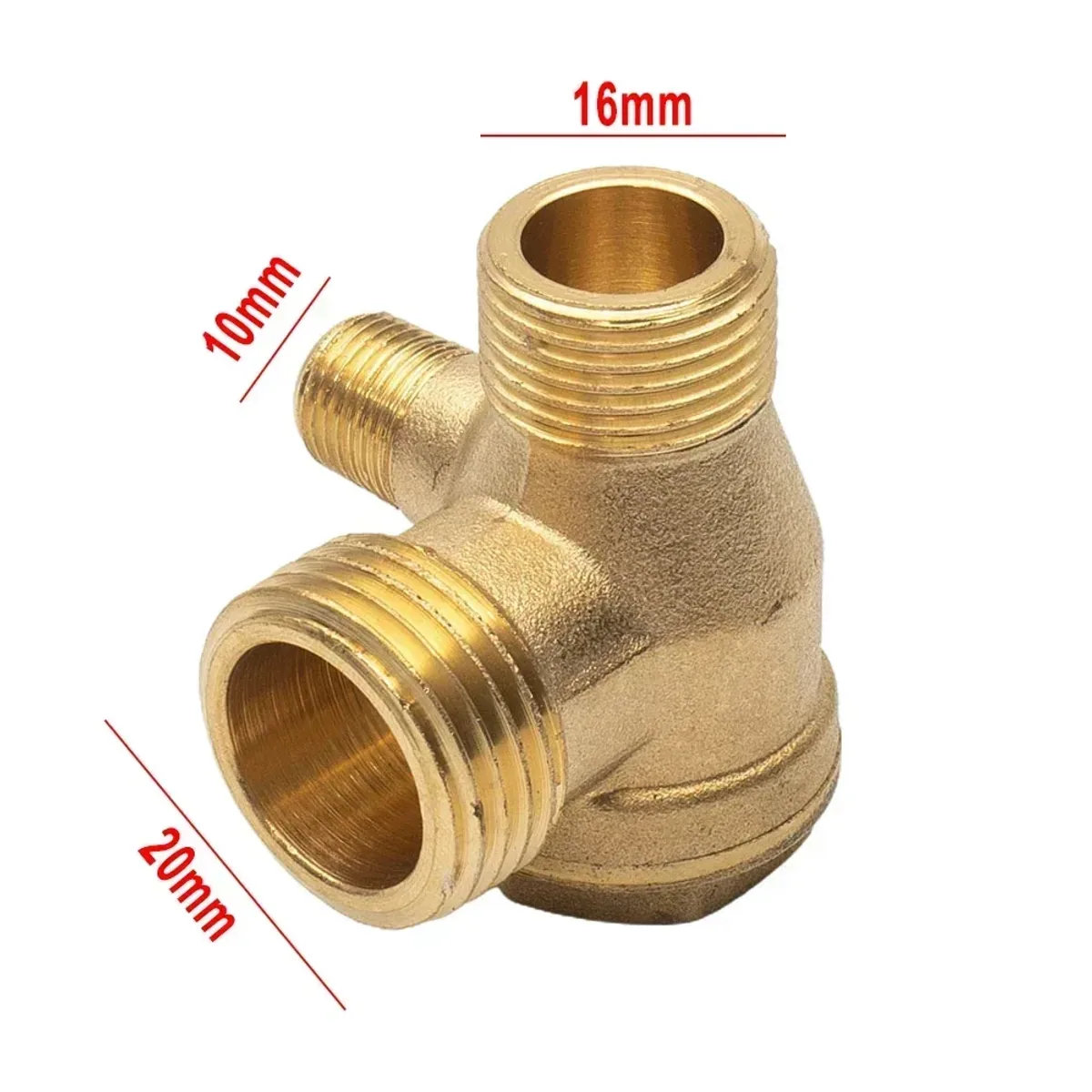 Air Compressor Check Valve | 3-Port Brass | 10, 16, 20mm Male Thread - Thumbnail 5