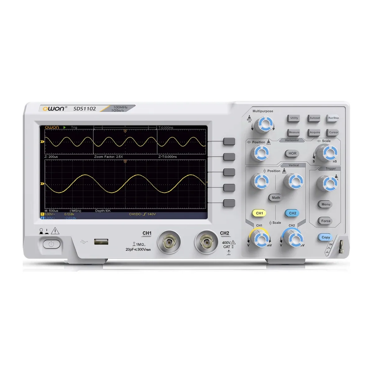 Digital Oscilloscope | 100MHz 2 Channel 1GSa/s 7 Inch | SDS1102 - Image 1