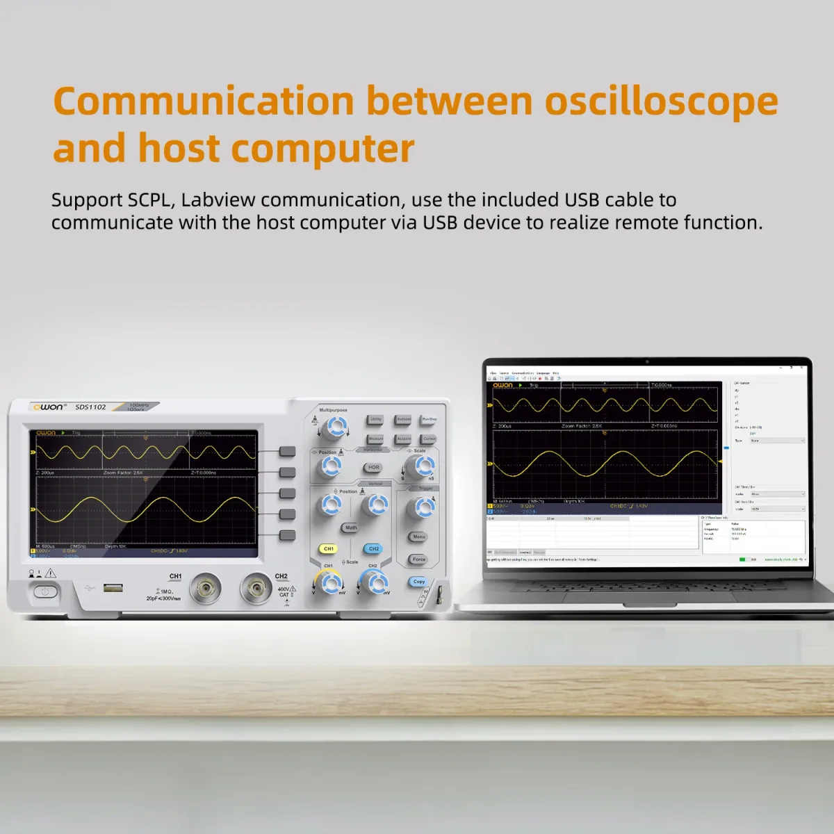 Digital Oscilloscope | 100MHz 2 Channel 1GSa/s 7 Inch | SDS1102 - Thumbnail 3