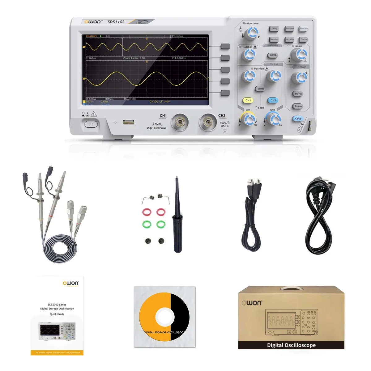 Digital Oscilloscope | 100MHz 2 Channel 1GSa/s 7 Inch | SDS1102 - Thumbnail 5