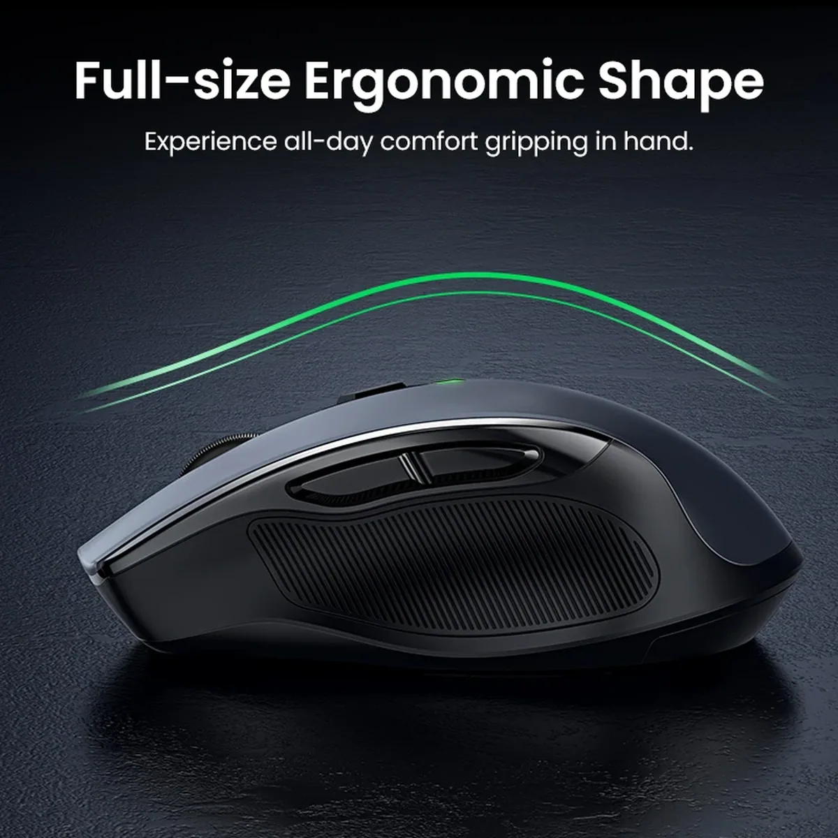 UGREEN Wireless Ergonomic Mouse with 4000 DPI, 6 silent buttons, and 2.4G connectivity for MacBook, tablet, or laptop.