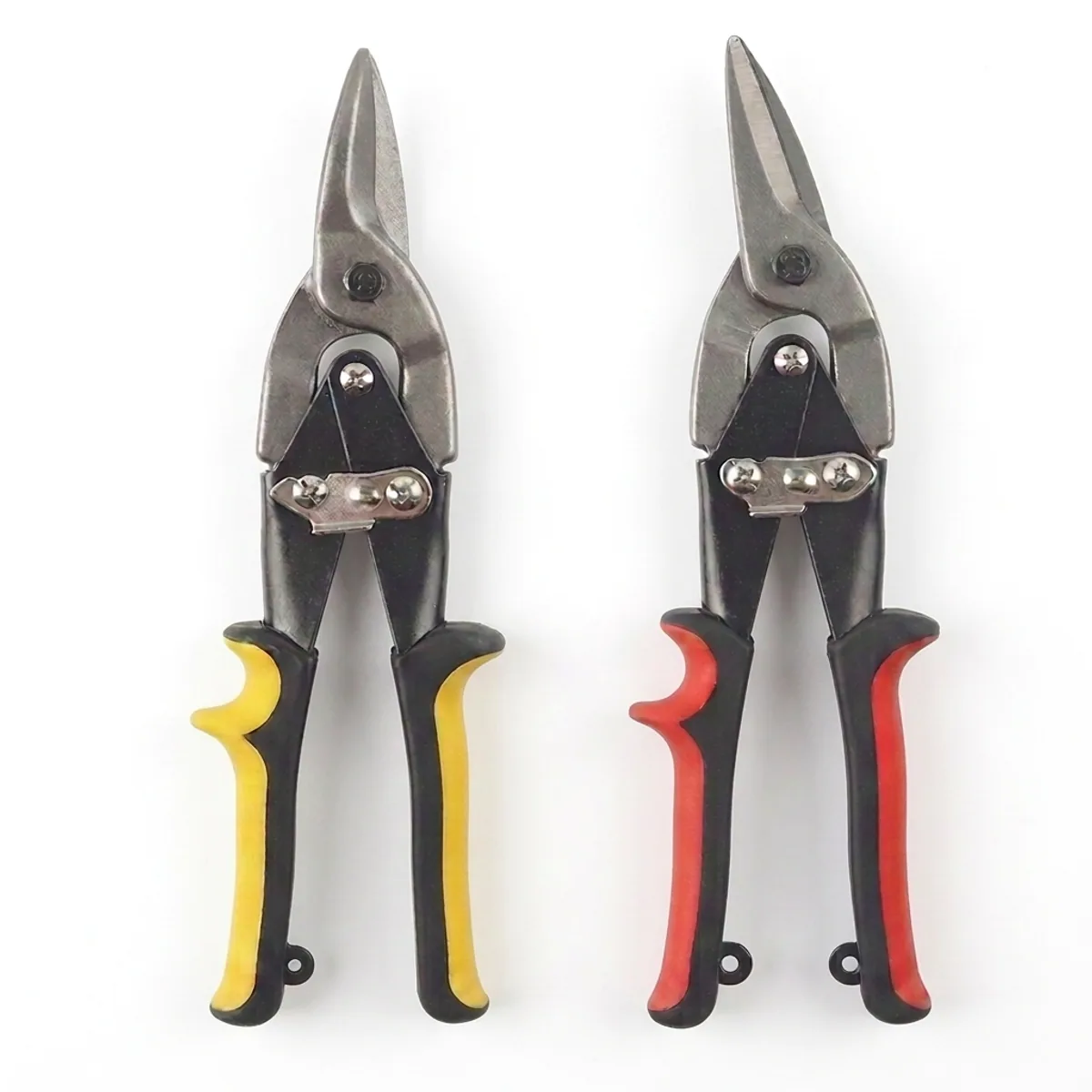 Heavy-duty aviation tin snips with chrome vanadium steel blades for cutting sheet metal, a multifunctional iron sheet scissor.