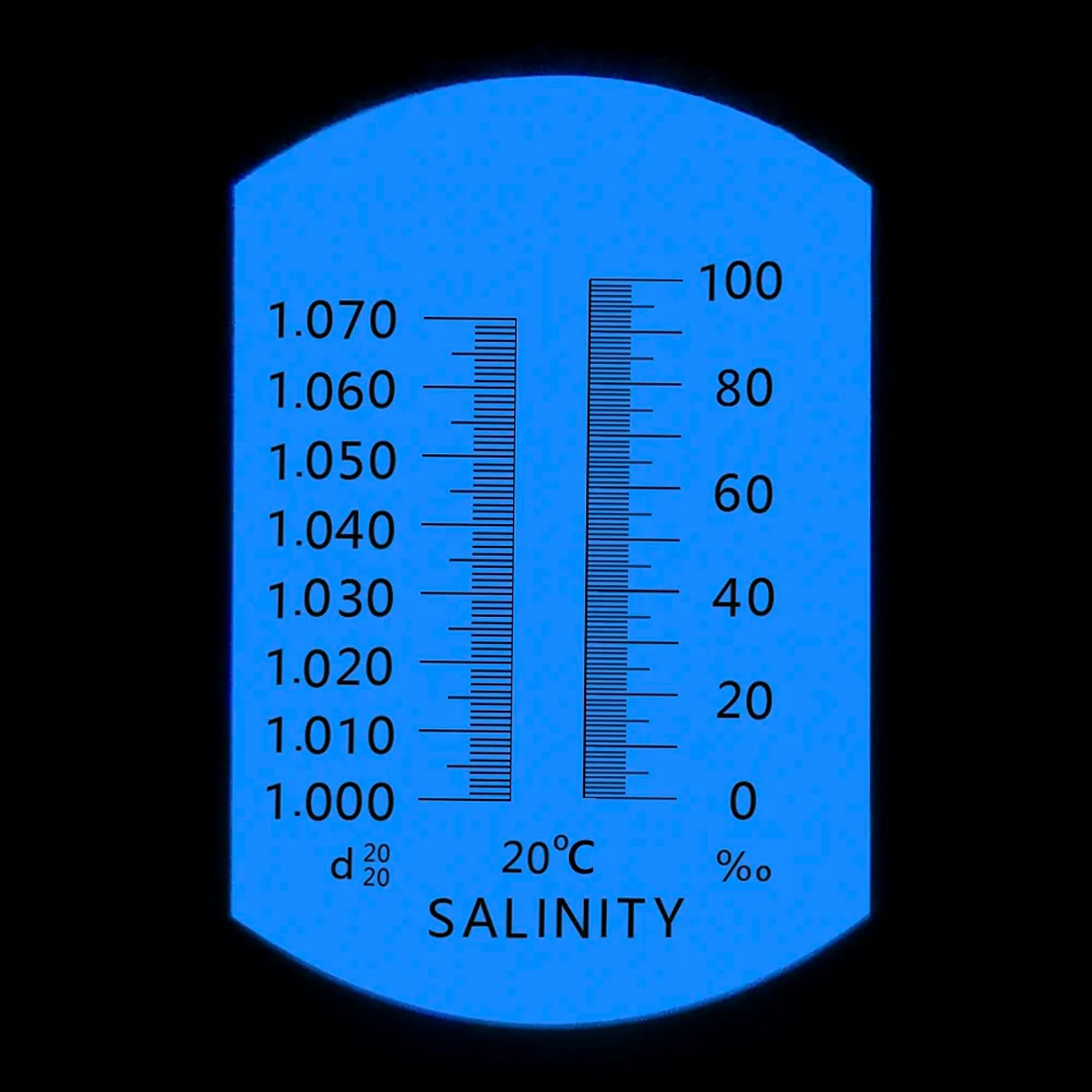 Salinity Refractometer THE01502 | 0-100 ppt | 1.000-1.070 SG | ATC