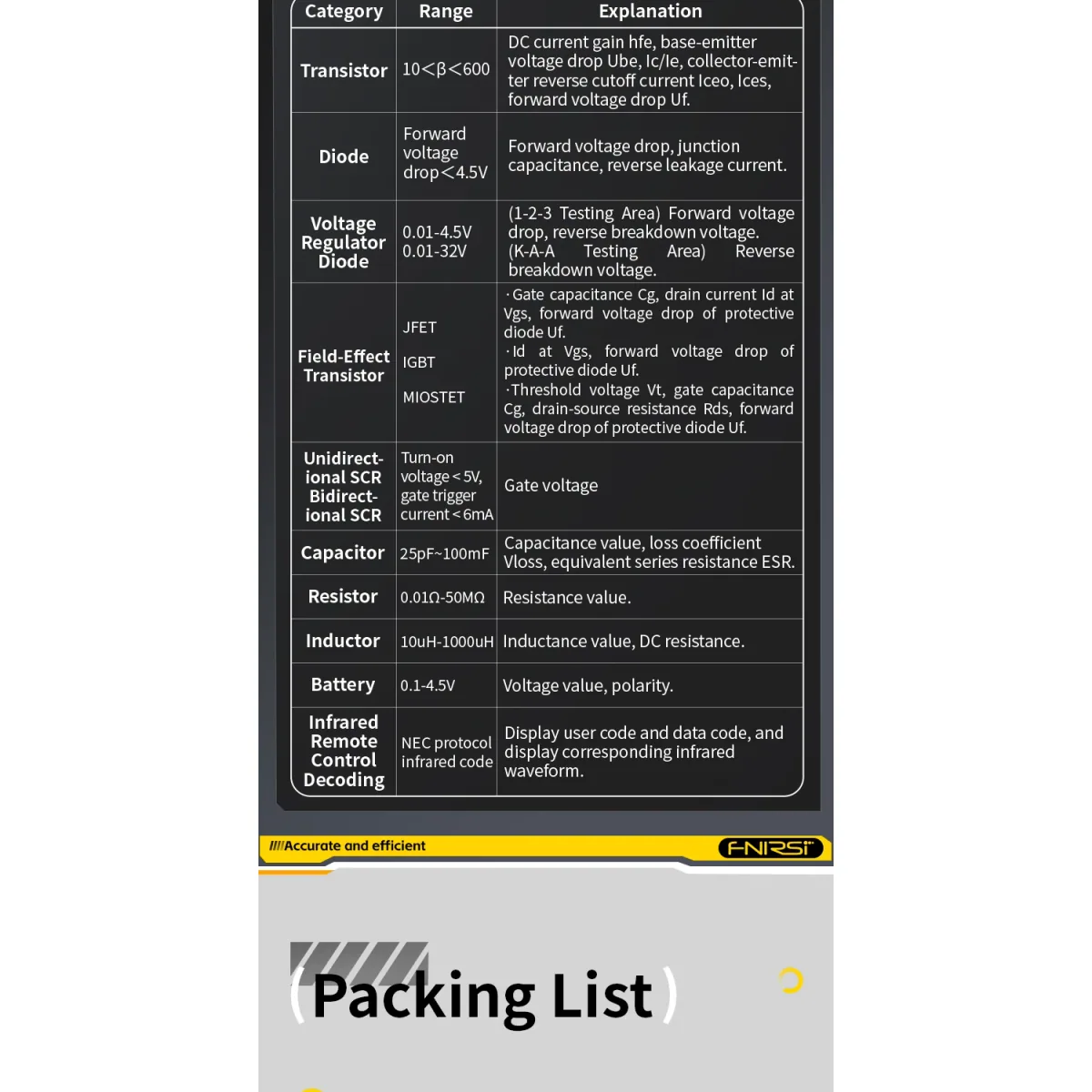 ESR Meter and Transistor Tester LCR-P1 | Auto Component ID | 1.44 Inch Screen - Thumbnail 5