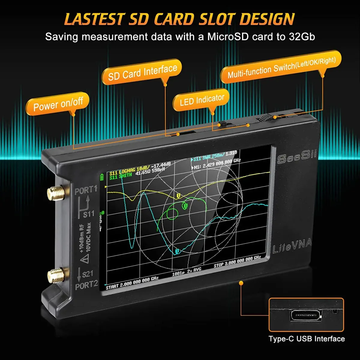 4 Inch Vector Network Analyser | LiteVNA, NanoVNA-H4 or DeepVNA | Up to 6.3GHz - Thumbnail 2