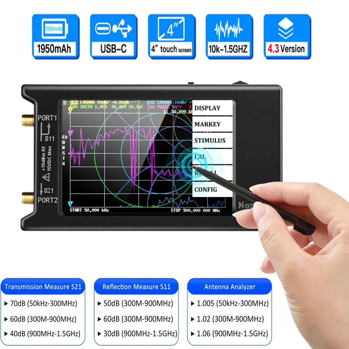 4 Inch Vector Network Analyser | LiteVNA, NanoVNA-H4 or DeepVNA | Up to 6.3GHz - Thumbnail 3