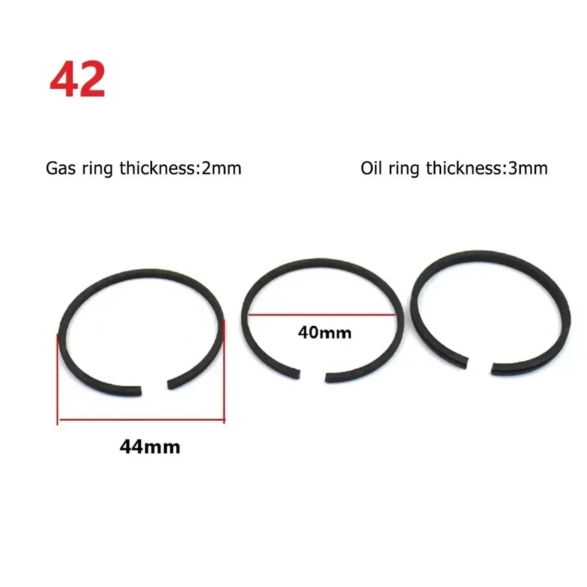 Air Compressor Piston Rings 3 Piece Set | 42mm to 65mm Cylinder Sizes - Thumbnail 5