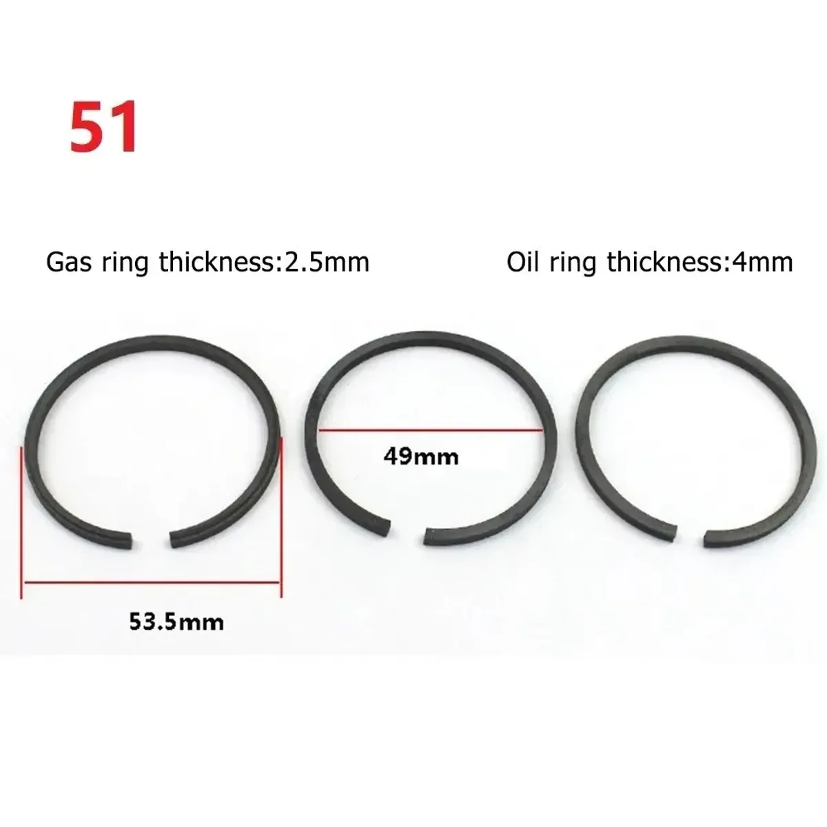 Air Compressor Piston Rings 3 Piece Set | 42mm to 65mm Cylinder Sizes - Thumbnail 6