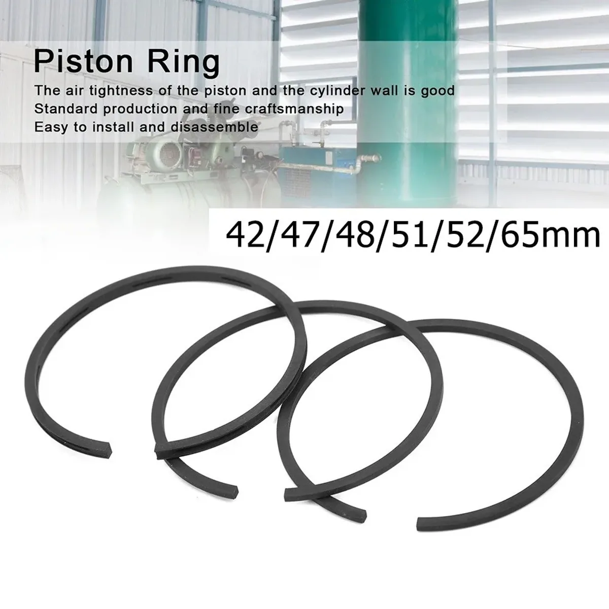 Air Compressor Piston Rings 3 Piece Set | 42mm to 65mm Cylinder Sizes - Thumbnail 2